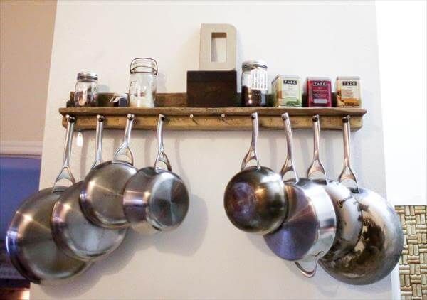 Pallet Kitchen Pot rack and Shelf