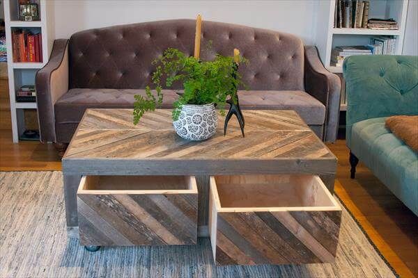 Pallet and Barn Wood Coffee Table with Storage