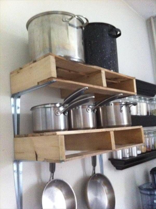 diy recycled pallet kitchen shelf