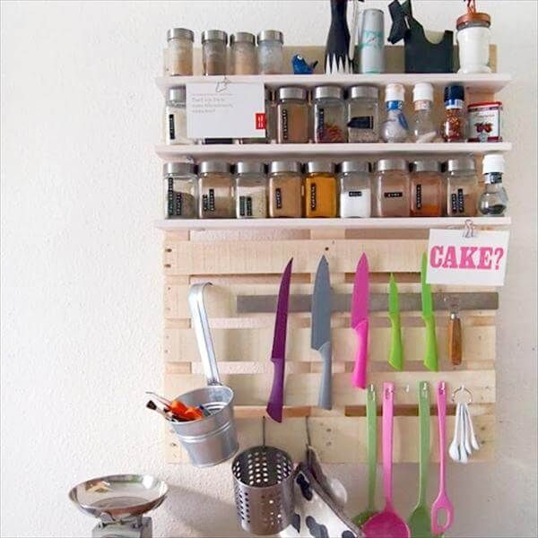 reclaimed pallet kitchen wall shelf