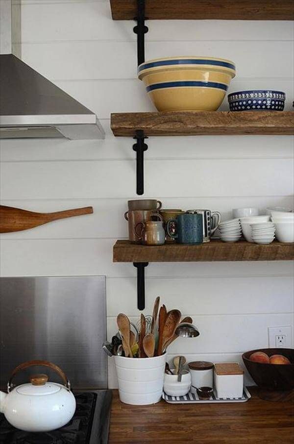 upcycled pallet kitchen shelf