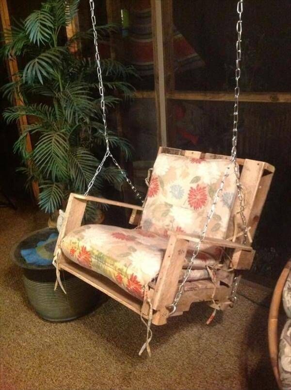 diy pallet swing chair