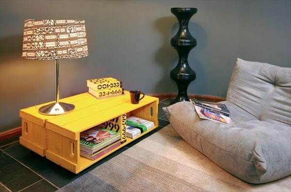 recycled crate table lamp