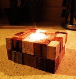 wooden pallet block candle holder