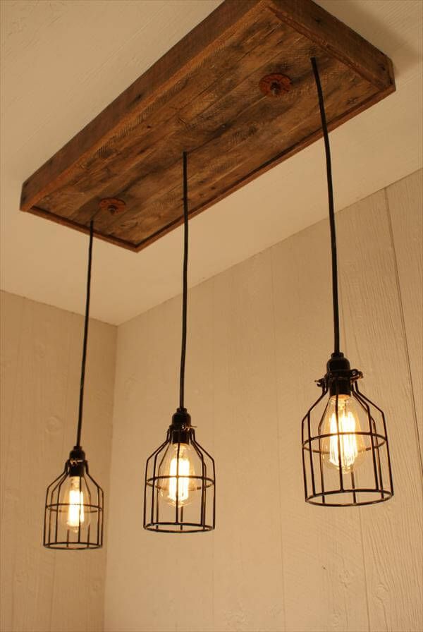 repurposed pallet light chandelier