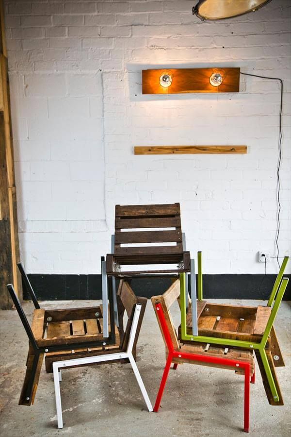 diy pallet chairs with steels legs