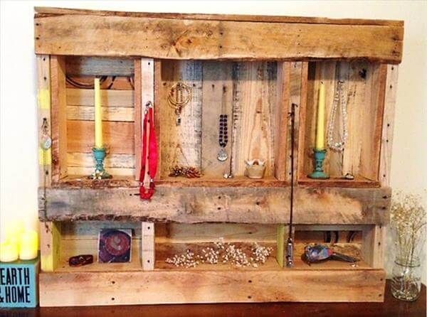 Pallet Jewelry Rack with Shelves