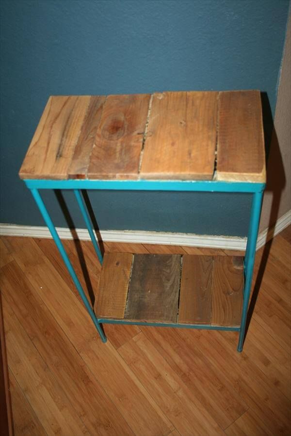 recycled pallet steel frame table