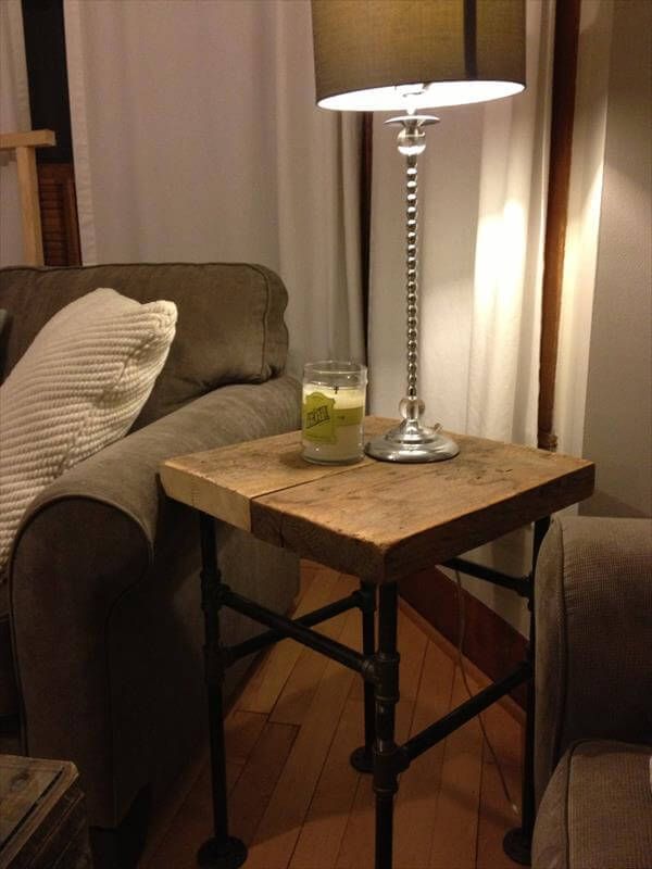 upcycled pallet industrial side table