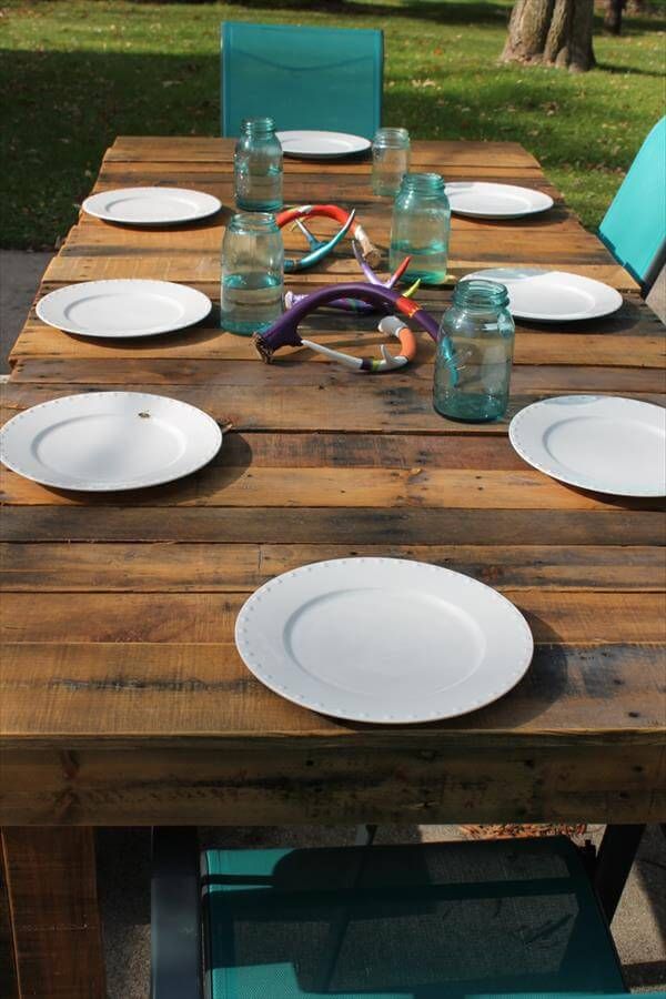 repurposed pallet wood dining table