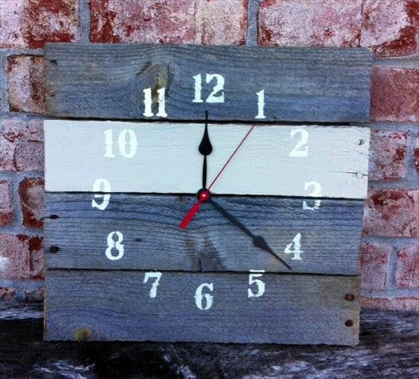 repurposed pallet wall clock