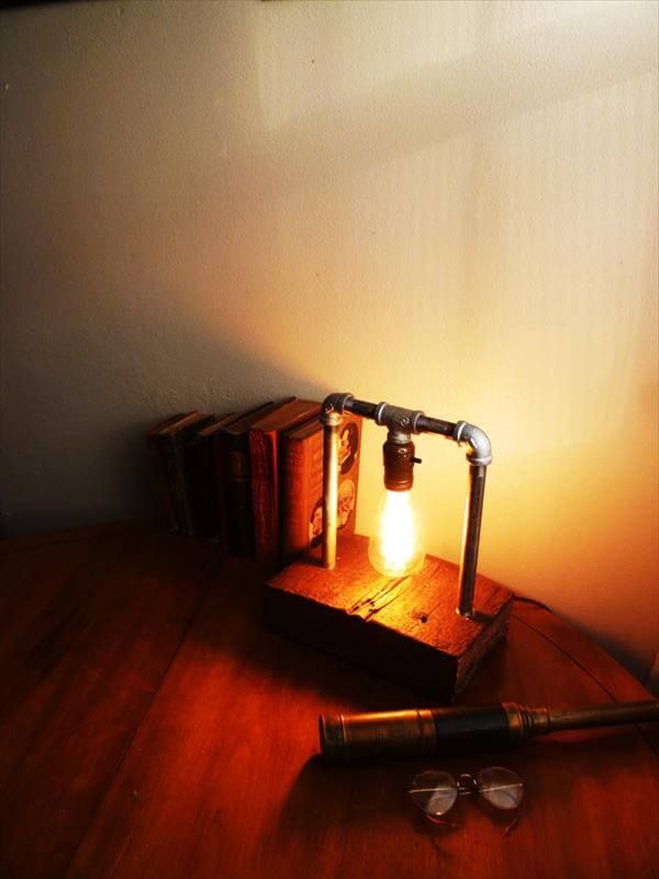 reclaimed pallet industrial table lamp