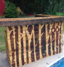 recycled pallet reception desk