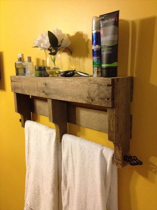 handcrafted bathroom and towel rack