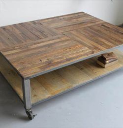diy rustic pallet coffee table with metal base