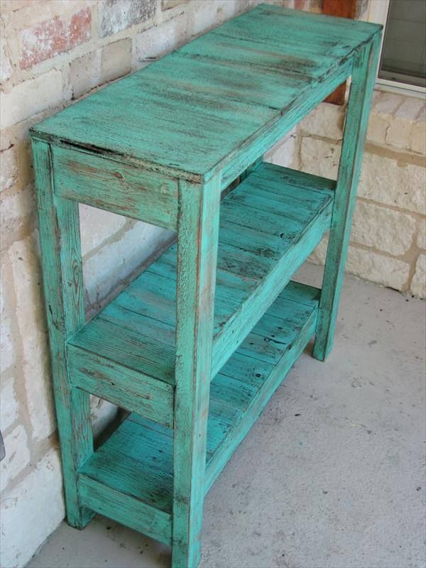 diy pallet potting table and entry way table