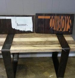 recycled pallet industrial table and bench