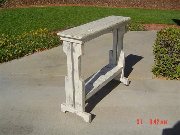 recycled pallet sofa side table and entry way table