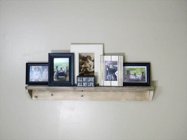 reclaimed pallet wood floating picture shelf