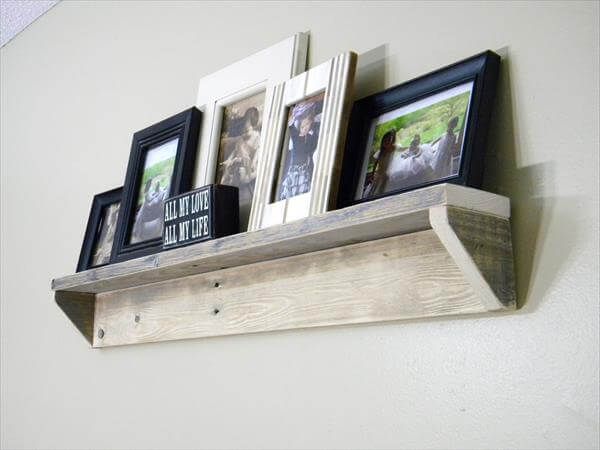 recycled pallet floating picture shelf