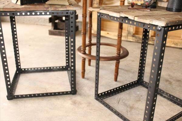 handcrafted pallet metal side table