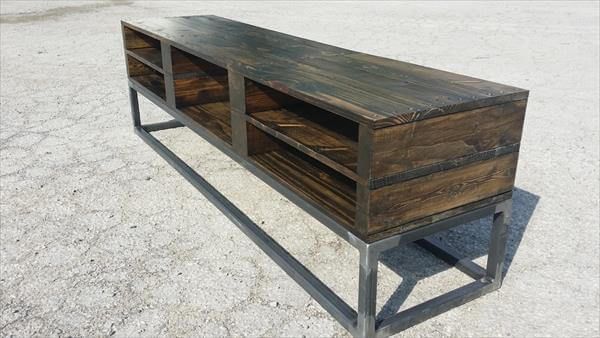 handcrafted industrial pallet TV stand