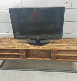 recycled pallet industrial TV stand