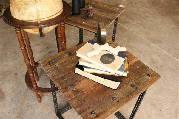 repurposed pallet industrial side table