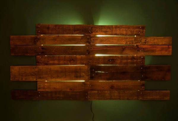 recycled pallet hanging headboard