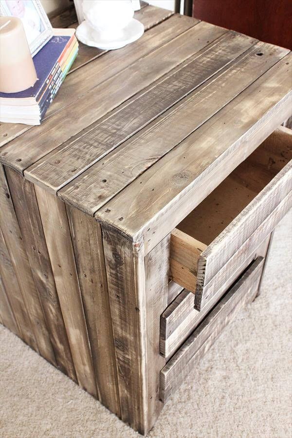 recycled pallet nightstand and side table