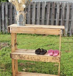 upcycled pallet kid's shoes rack