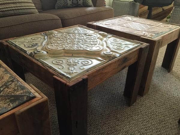reused pallet in panel end table
