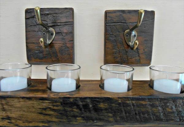 diy pallet candle 2 hooks and wall candle holder