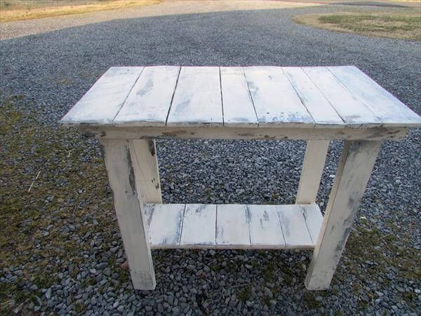 repurposed pallet sofa side table