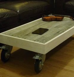 reused pallet coffee table with casters