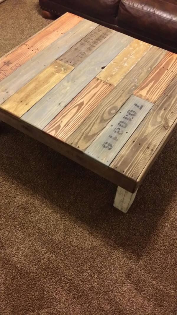 upcycled pallet coffee table with squared top