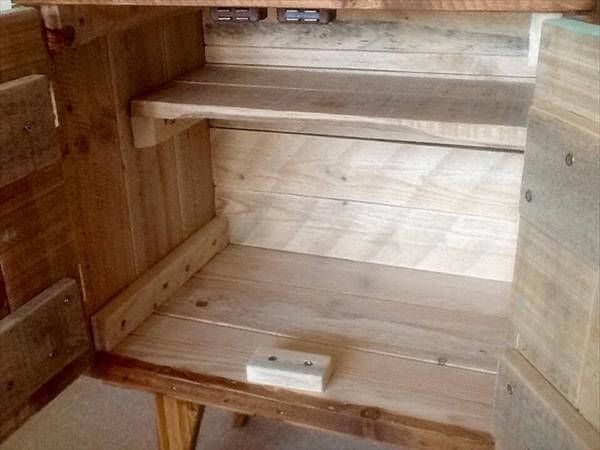 upcycled pallet nightstand and drink cabinet