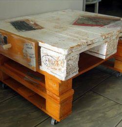 handmade pallet white and orange coffee table