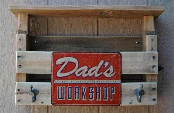 wooden pallet tool organizer and coat rack