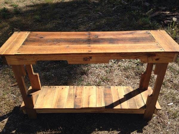 reclaimed pallet entry table and foyer table