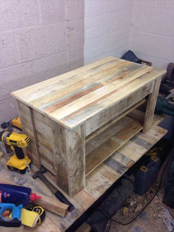 handmade pallet media console and TV stand