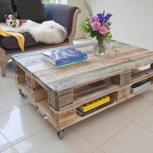 recycled pallet industrial styled coffee table