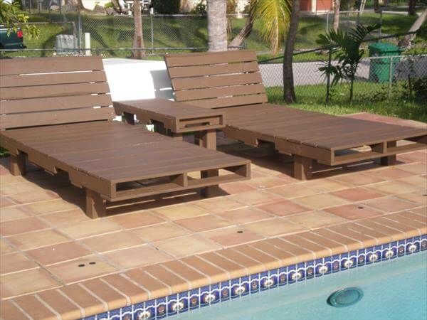 recycled pallet pool side loungers