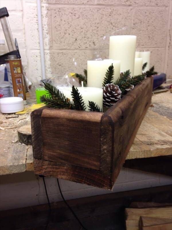 upcycled pallet table centerpiece box