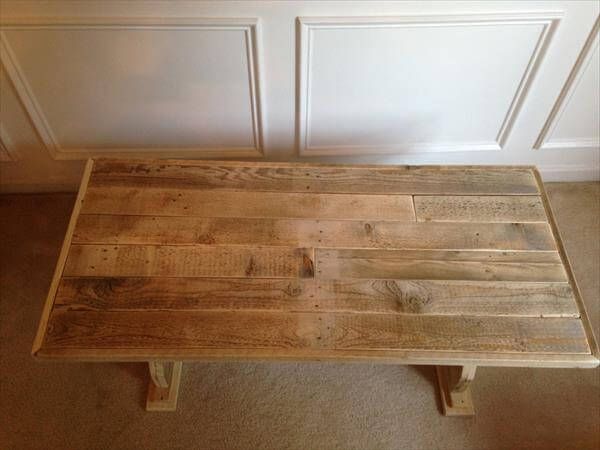 reclaimed pallet coffee table with trestle base