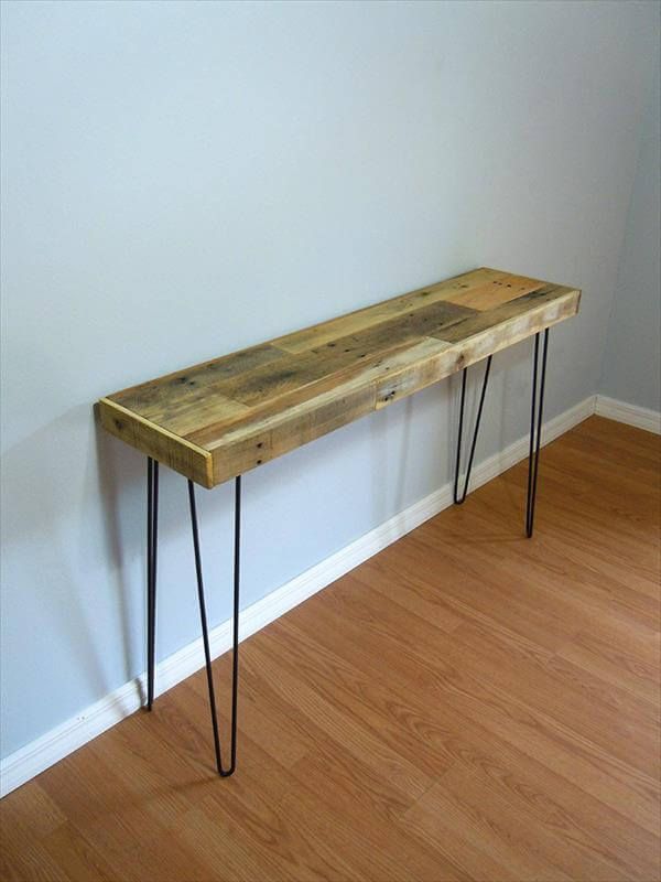 handmade pallet side table with metal legs