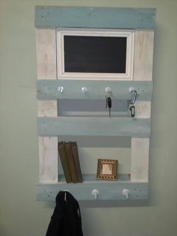 recycled pallet wall shelf and organizer