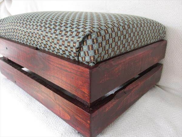 repurposed pallet upholstered ottoman and footstool