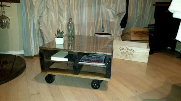 repurposed pallet coffee table with wheels