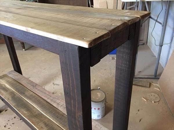 handmade pallet sofa table and entry table